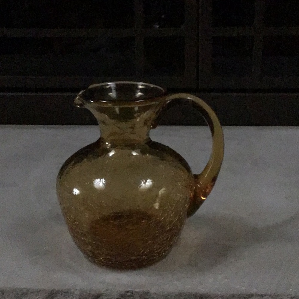 Crackled Amber Glass Pitcher